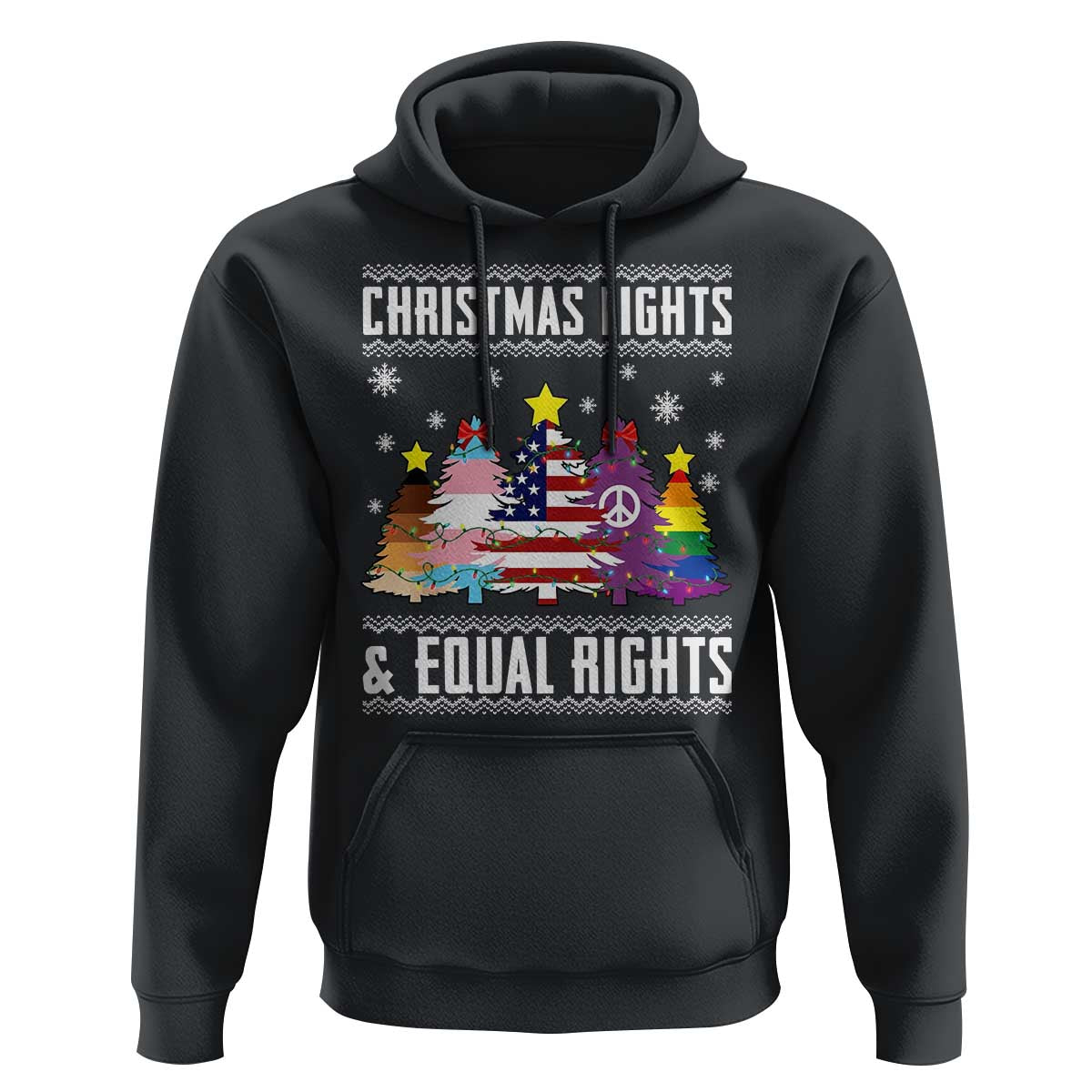 Xmas Lights Equal Rights Ugly Sweater Activism Gift Hoodie - Wonder Print Shop