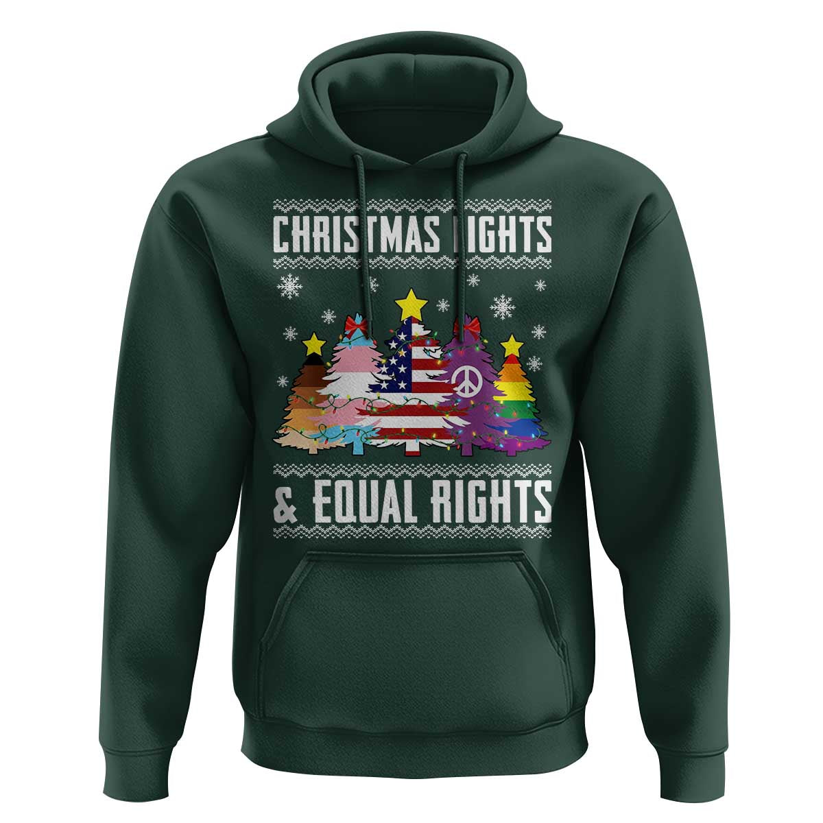 Xmas Lights Equal Rights Ugly Sweater Activism Gift Hoodie - Wonder Print Shop