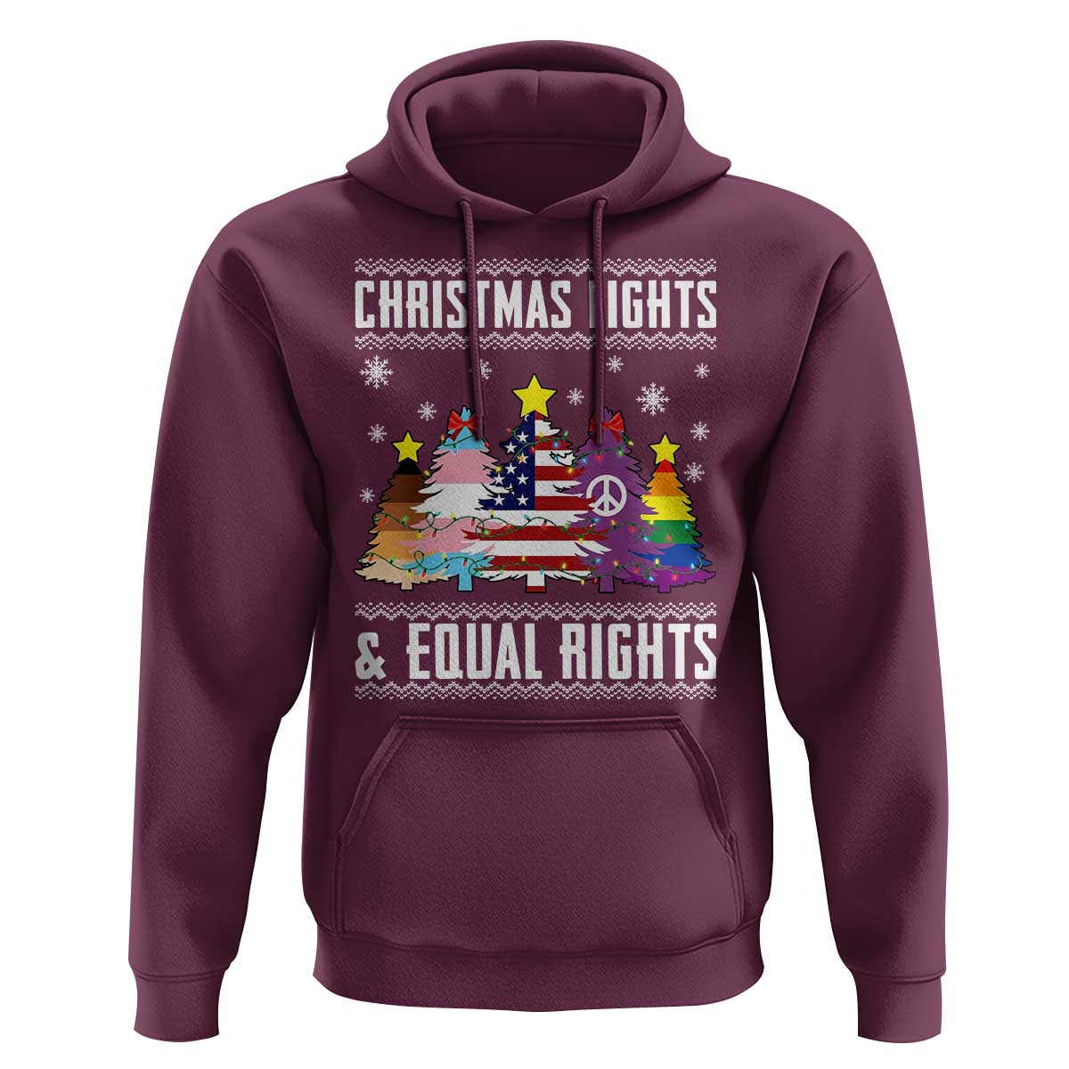 Xmas Lights Equal Rights Ugly Sweater Activism Gift Hoodie - Wonder Print Shop