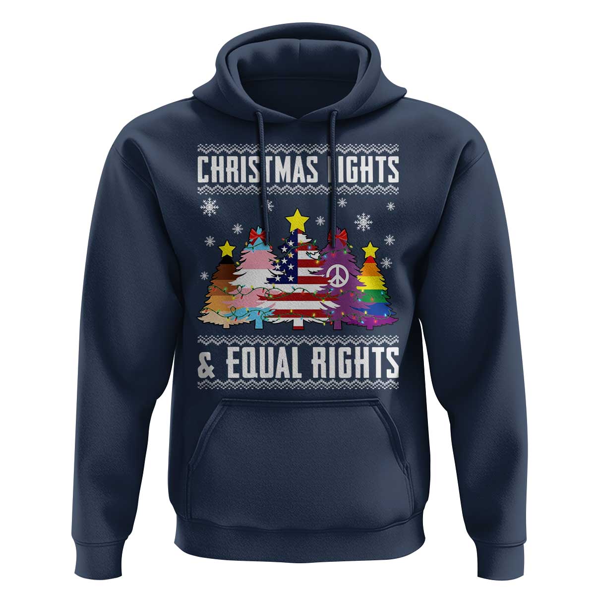 Xmas Lights Equal Rights Ugly Sweater Activism Gift Hoodie - Wonder Print Shop