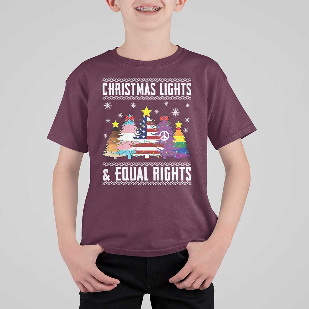 Xmas Lights Equal Rights Ugly Sweater Activism Gift T Shirt For Kid - Wonder Print Shop