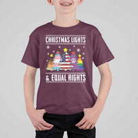 Xmas Lights Equal Rights Ugly Sweater Activism Gift T Shirt For Kid - Wonder Print Shop
