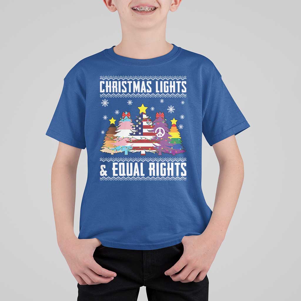 Xmas Lights Equal Rights Ugly Sweater Activism Gift T Shirt For Kid - Wonder Print Shop
