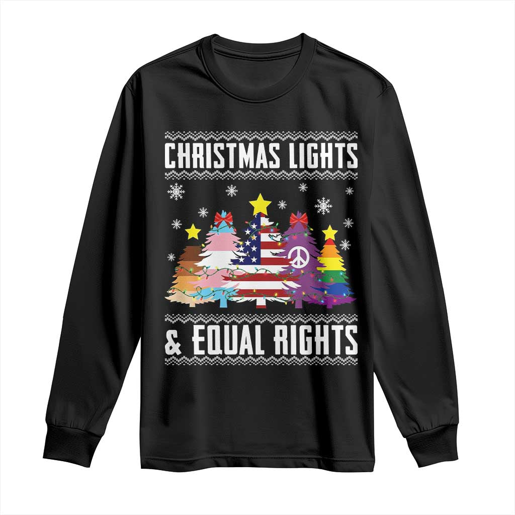 Xmas Lights Equal Rights Ugly Sweater Activism Gift Long Sleeve Shirt - Wonder Print Shop