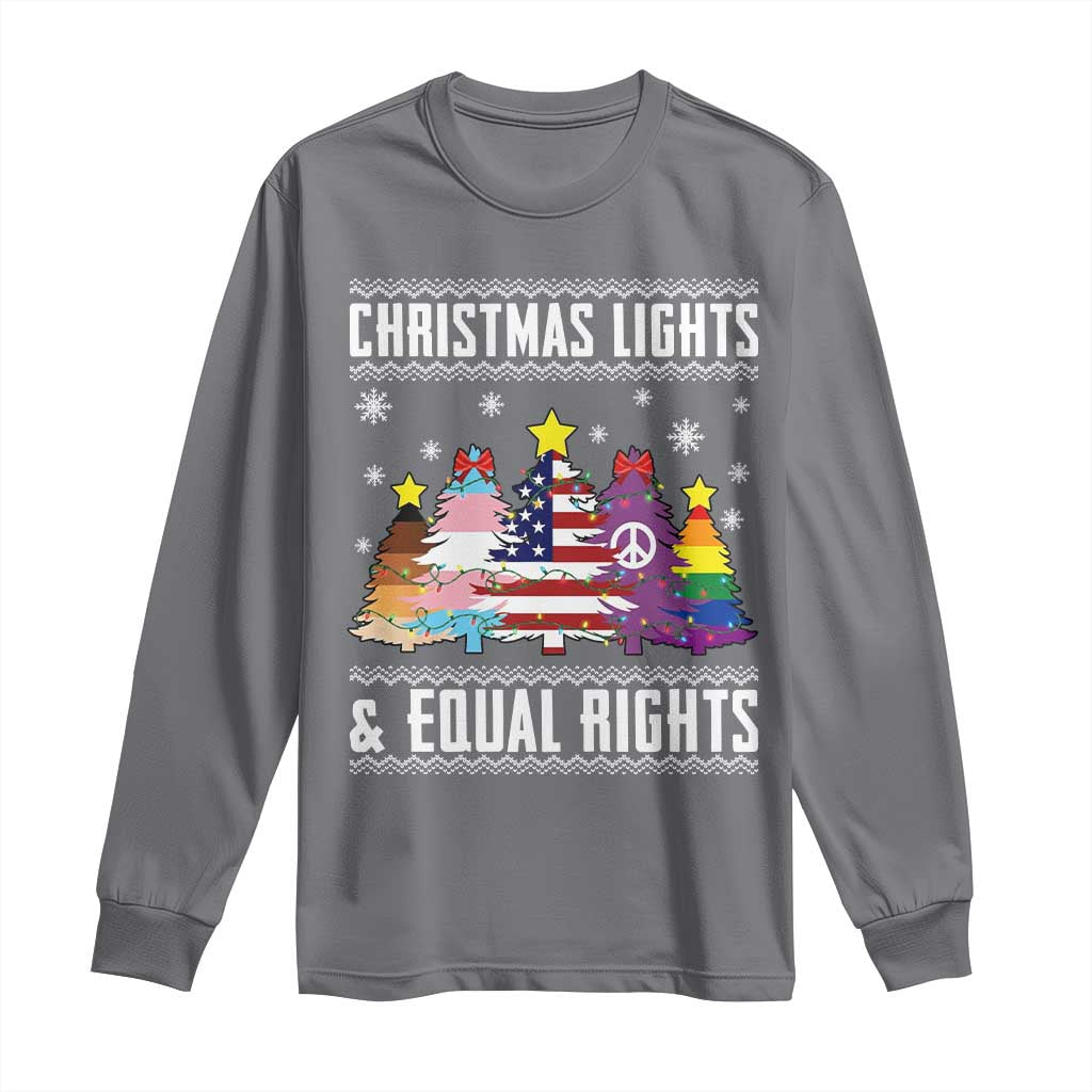 Xmas Lights Equal Rights Ugly Sweater Activism Gift Long Sleeve Shirt - Wonder Print Shop