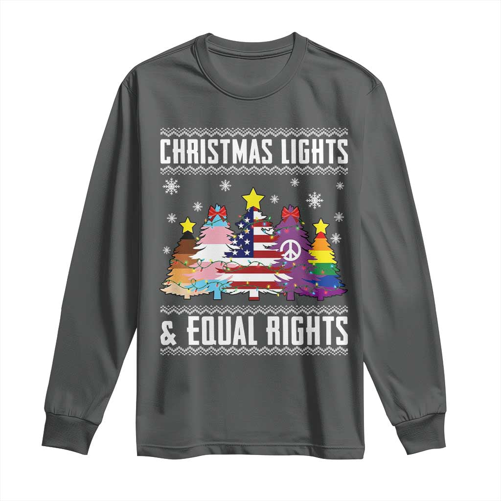 Xmas Lights Equal Rights Ugly Sweater Activism Gift Long Sleeve Shirt - Wonder Print Shop