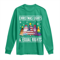 Xmas Lights Equal Rights Ugly Sweater Activism Gift Long Sleeve Shirt - Wonder Print Shop