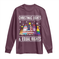 Xmas Lights Equal Rights Ugly Sweater Activism Gift Long Sleeve Shirt - Wonder Print Shop