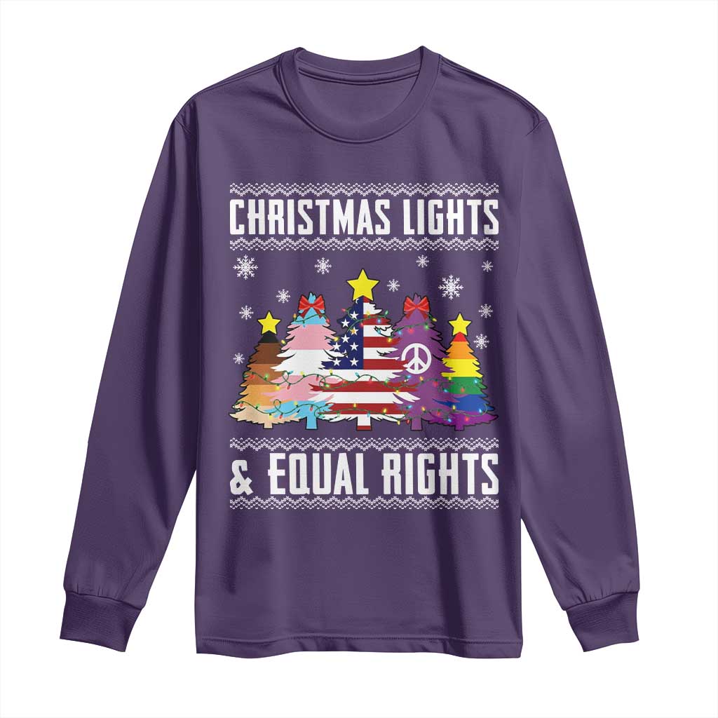 Xmas Lights Equal Rights Ugly Sweater Activism Gift Long Sleeve Shirt - Wonder Print Shop