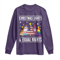 Xmas Lights Equal Rights Ugly Sweater Activism Gift Long Sleeve Shirt - Wonder Print Shop