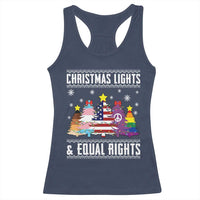 Xmas Lights Equal Rights Ugly Sweater Activism Gift Racerback Tank Top - Wonder Print Shop