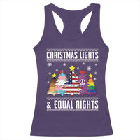 Xmas Lights Equal Rights Ugly Sweater Activism Gift Racerback Tank Top - Wonder Print Shop