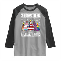 Xmas Lights Equal Rights Ugly Sweater Activism Gift Raglan Shirt - Wonder Print Shop