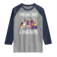 Xmas Lights Equal Rights Ugly Sweater Activism Gift Raglan Shirt - Wonder Print Shop