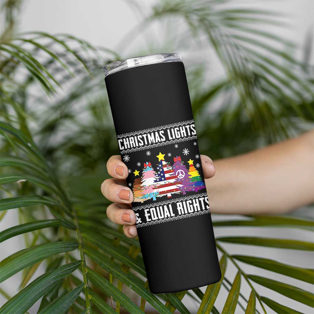 Xmas Lights Equal Rights Ugly Sweater Activism Gift Skinny Tumbler - Wonder Print Shop