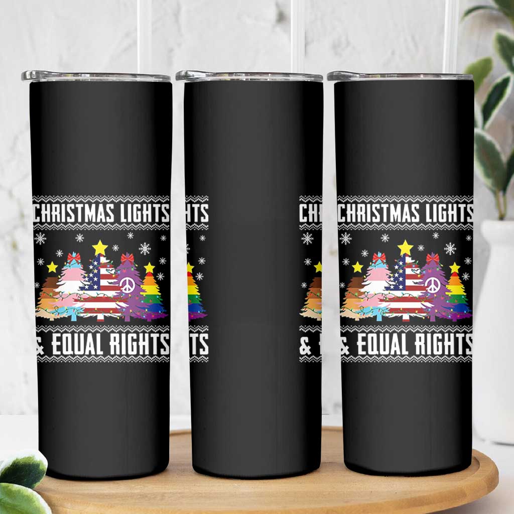 Xmas Lights Equal Rights Ugly Sweater Activism Gift Skinny Tumbler - Wonder Print Shop