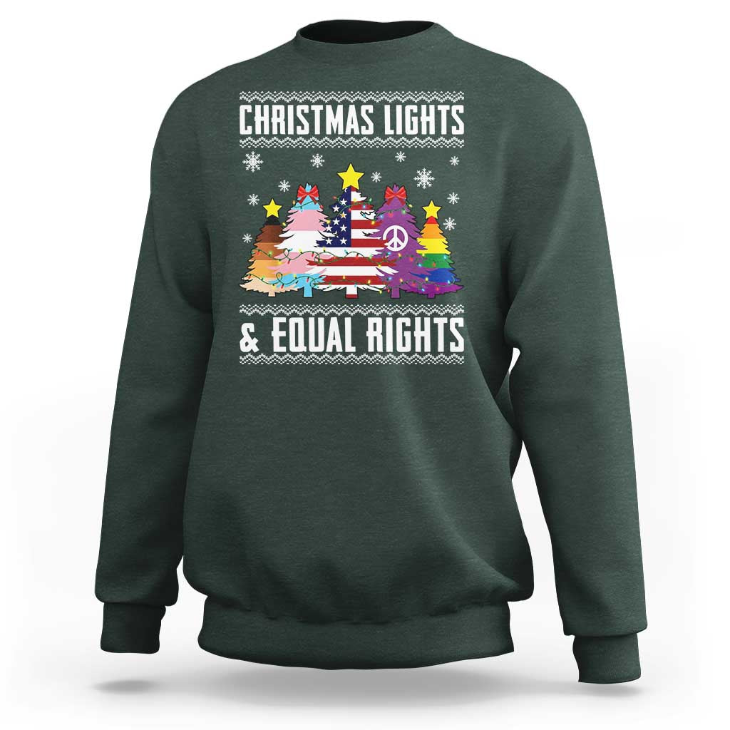 Xmas Lights Equal Rights Ugly Sweater Activism Gift Sweatshirt - Wonder Print Shop
