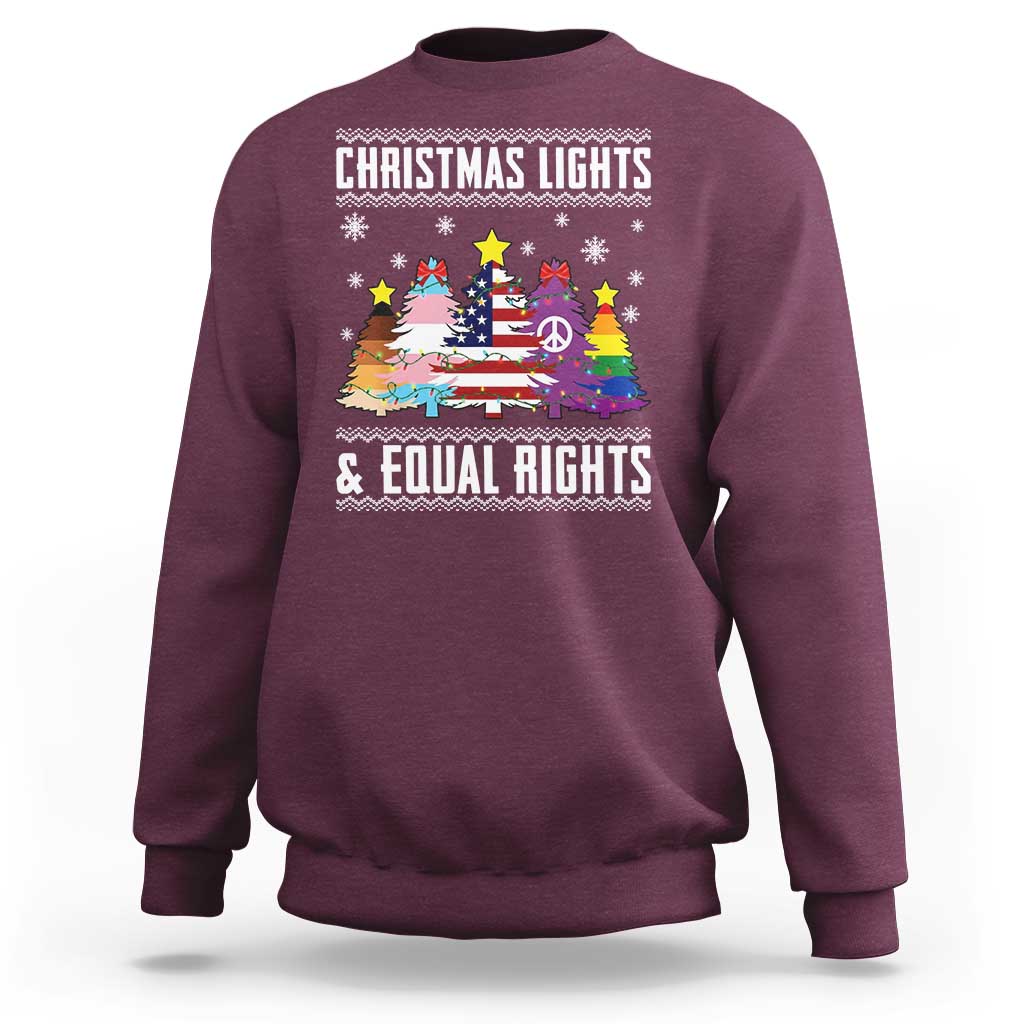 Xmas Lights Equal Rights Ugly Sweater Activism Gift Sweatshirt - Wonder Print Shop