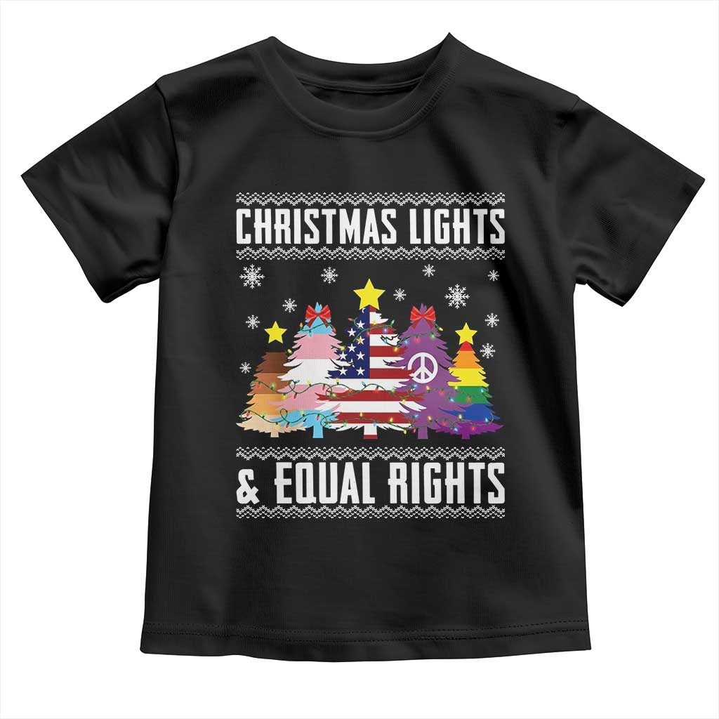 Xmas Lights Equal Rights Ugly Sweater Activism Gift Toddler T Shirt - Wonder Print Shop