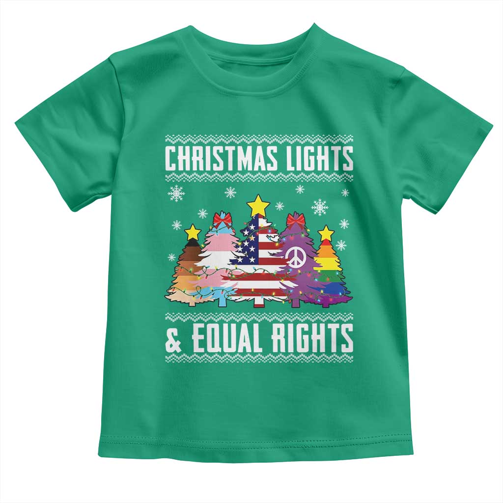 Xmas Lights Equal Rights Ugly Sweater Activism Gift Toddler T Shirt - Wonder Print Shop