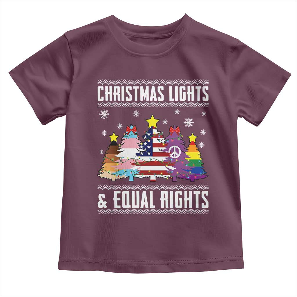 Xmas Lights Equal Rights Ugly Sweater Activism Gift Toddler T Shirt - Wonder Print Shop