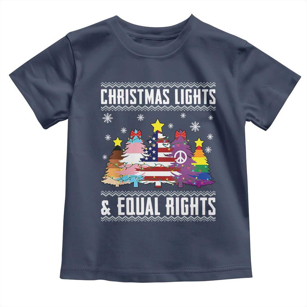 Xmas Lights Equal Rights Ugly Sweater Activism Gift Toddler T Shirt - Wonder Print Shop