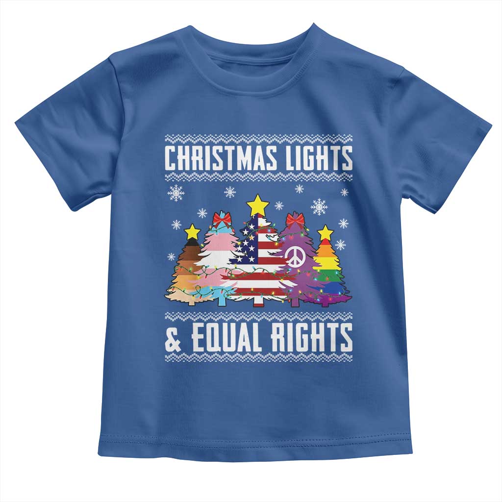 Xmas Lights Equal Rights Ugly Sweater Activism Gift Toddler T Shirt - Wonder Print Shop