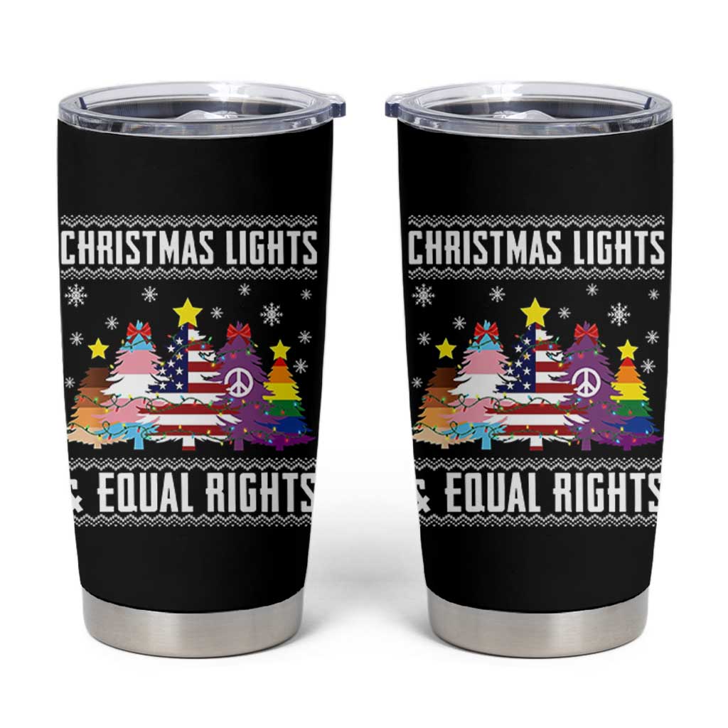 Xmas Lights Equal Rights Ugly Sweater Activism Gift Tumbler Cup - Wonder Print Shop