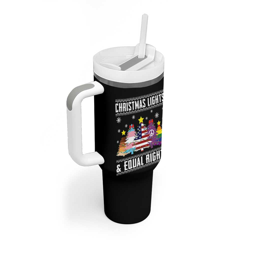Xmas Lights Equal Rights Ugly Sweater Activism Gift Tumbler With Handle - Wonder Print Shop
