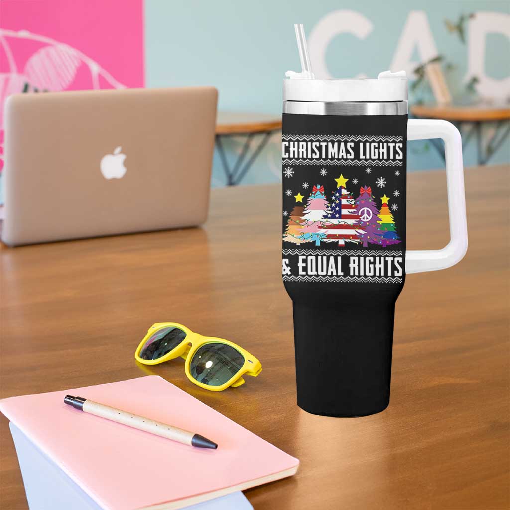 Xmas Lights Equal Rights Ugly Sweater Activism Gift Tumbler With Handle - Wonder Print Shop