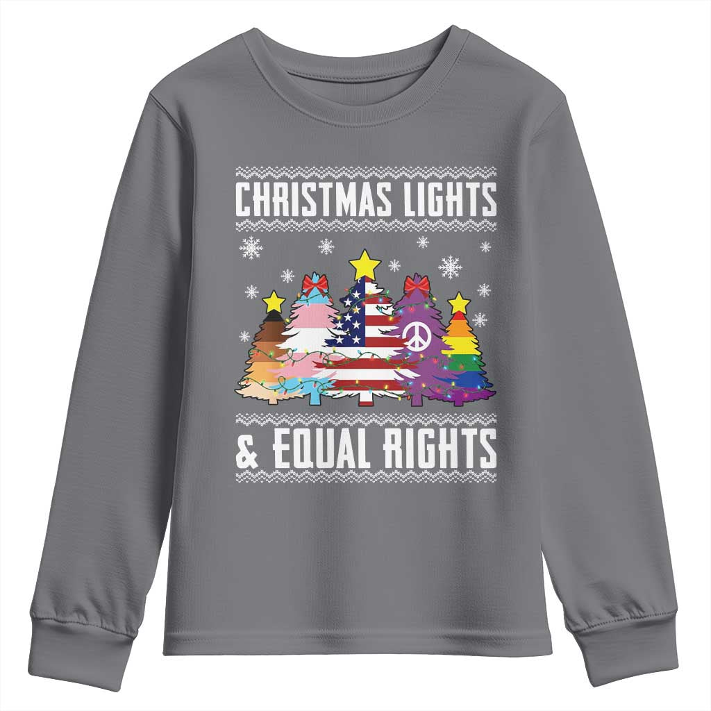 Xmas Lights Equal Rights Ugly Sweater Activism Gift Youth Sweatshirt - Wonder Print Shop