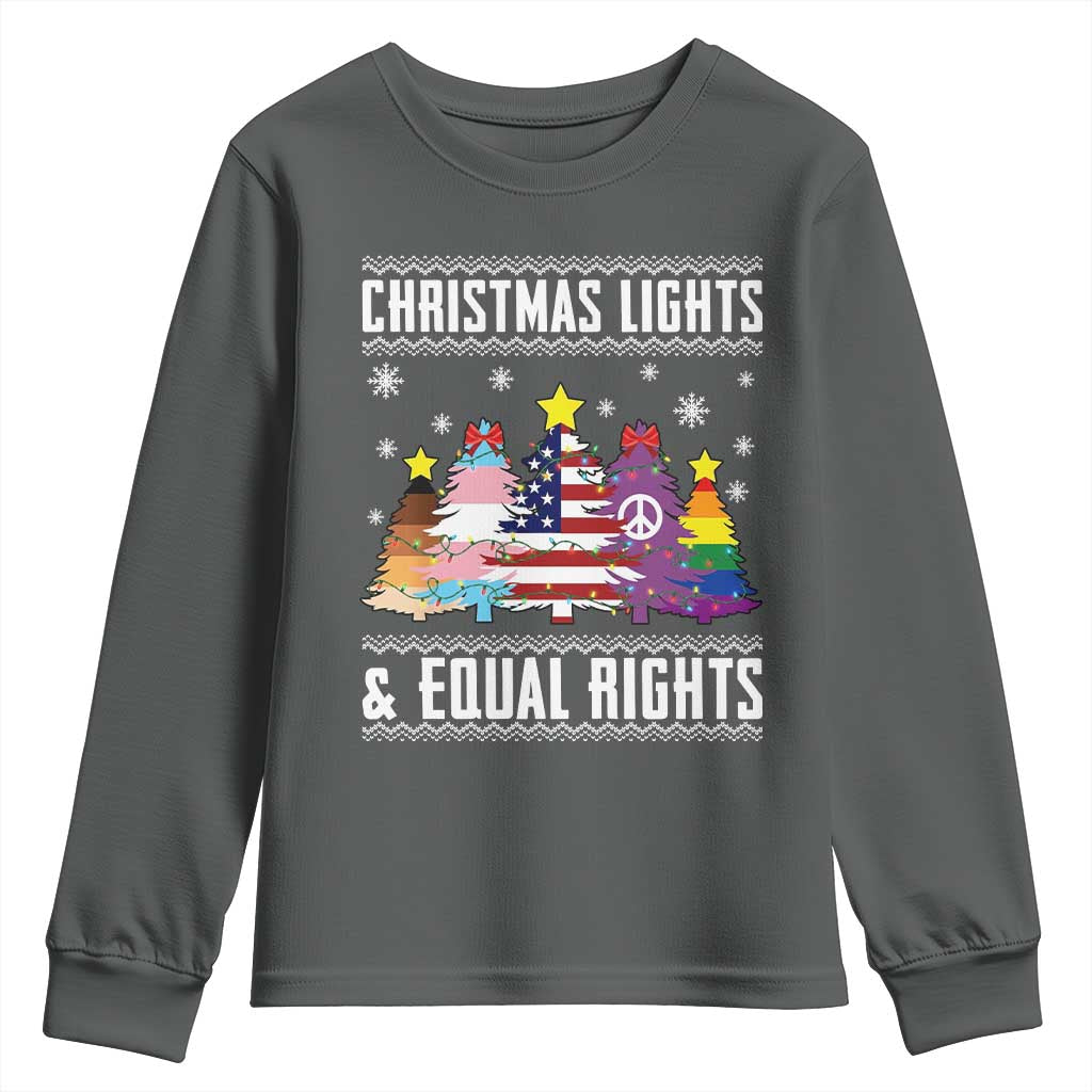 Xmas Lights Equal Rights Ugly Sweater Activism Gift Youth Sweatshirt - Wonder Print Shop