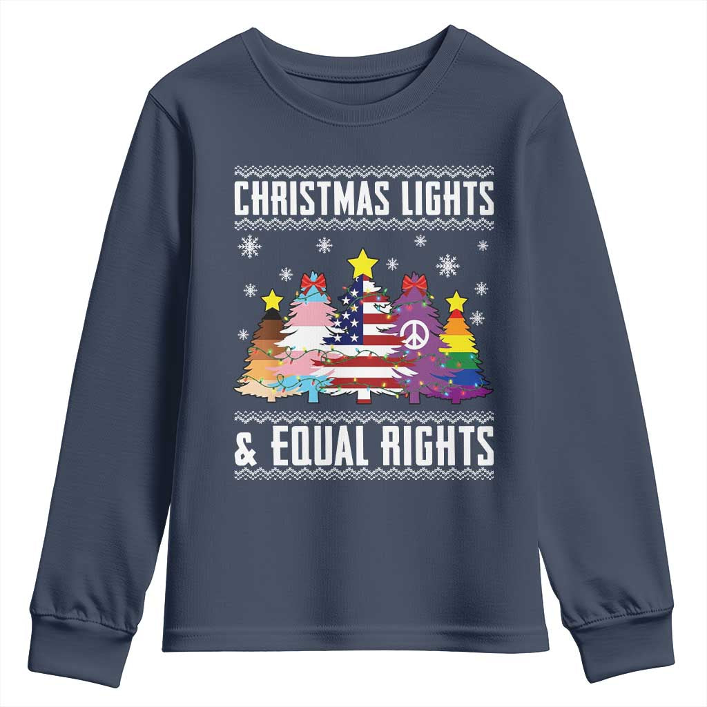 Xmas Lights Equal Rights Ugly Sweater Activism Gift Youth Sweatshirt - Wonder Print Shop