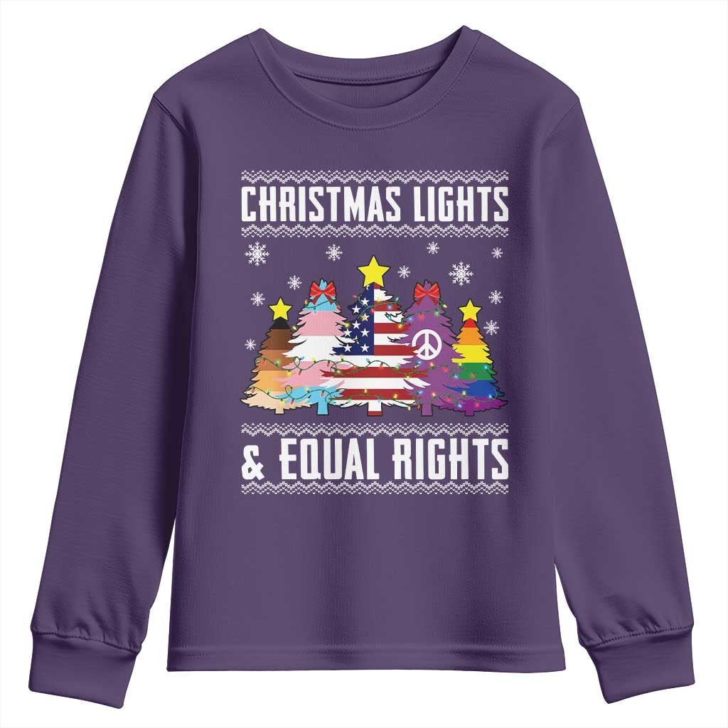 Xmas Lights Equal Rights Ugly Sweater Activism Gift Youth Sweatshirt - Wonder Print Shop