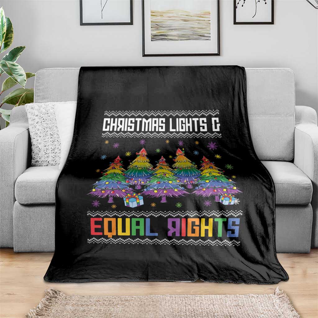 Christmas Equality Lights Ugly Sweater Throw Blanket Xmas Activism Gift - Wonder Print Shop