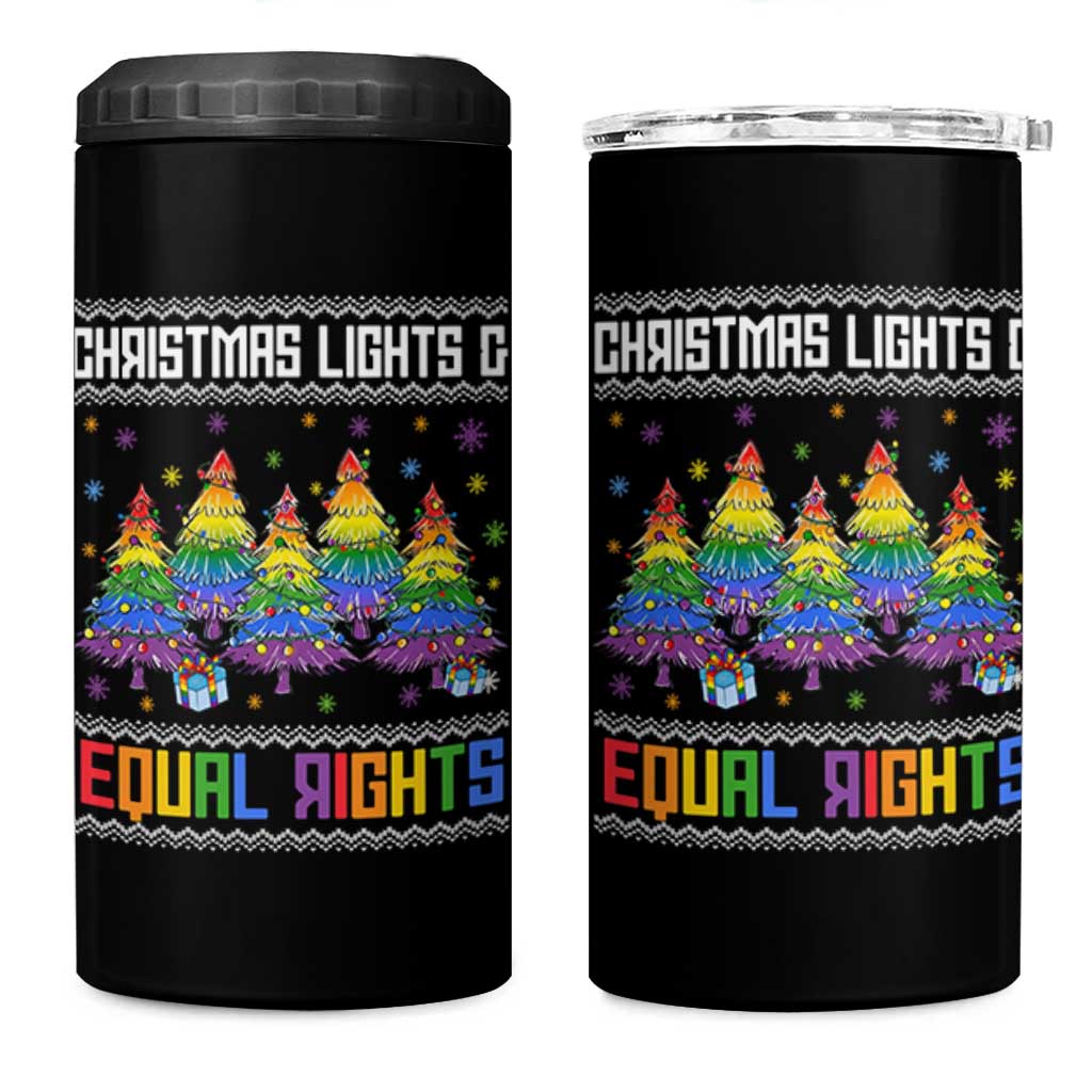 Christmas Equality Lights Ugly Sweater 4 in 1 Can Cooler Tumbler Xmas Activism Gift - Wonder Print Shop