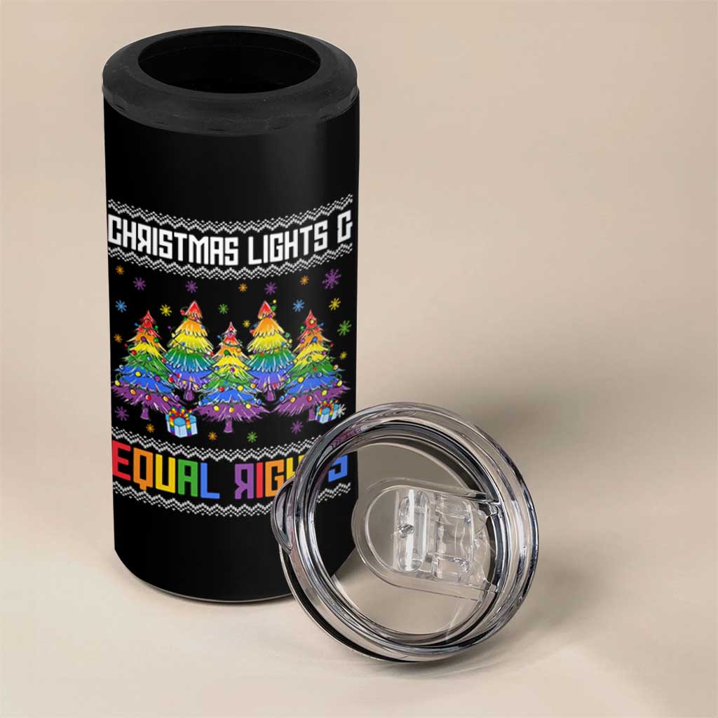 Christmas Equality Lights Ugly Sweater 4 in 1 Can Cooler Tumbler Xmas Activism Gift - Wonder Print Shop