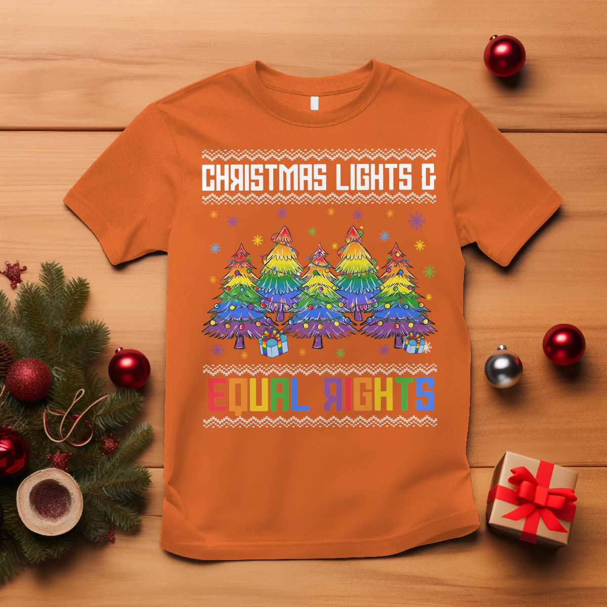 Christmas Equality Lights Ugly Sweater T Shirt Xmas Activism Gift - Wonder Print Shop