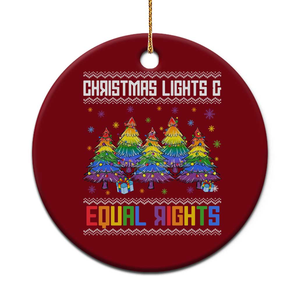 Christmas Equality Lights Ugly Sweater Ceramic Ornament Xmas Activism Gift - Wonder Print Shop