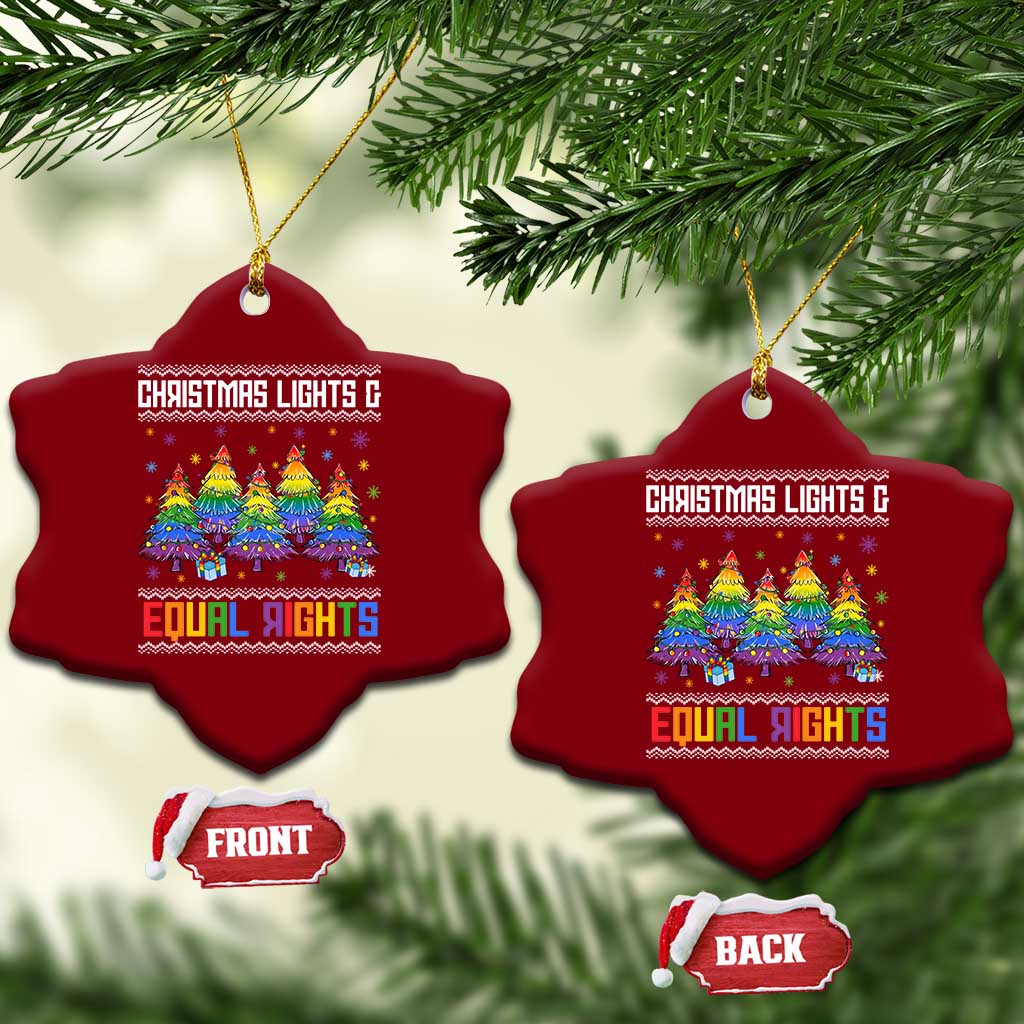 Christmas Equality Lights Ugly Sweater Ceramic Ornament Xmas Activism Gift - Wonder Print Shop