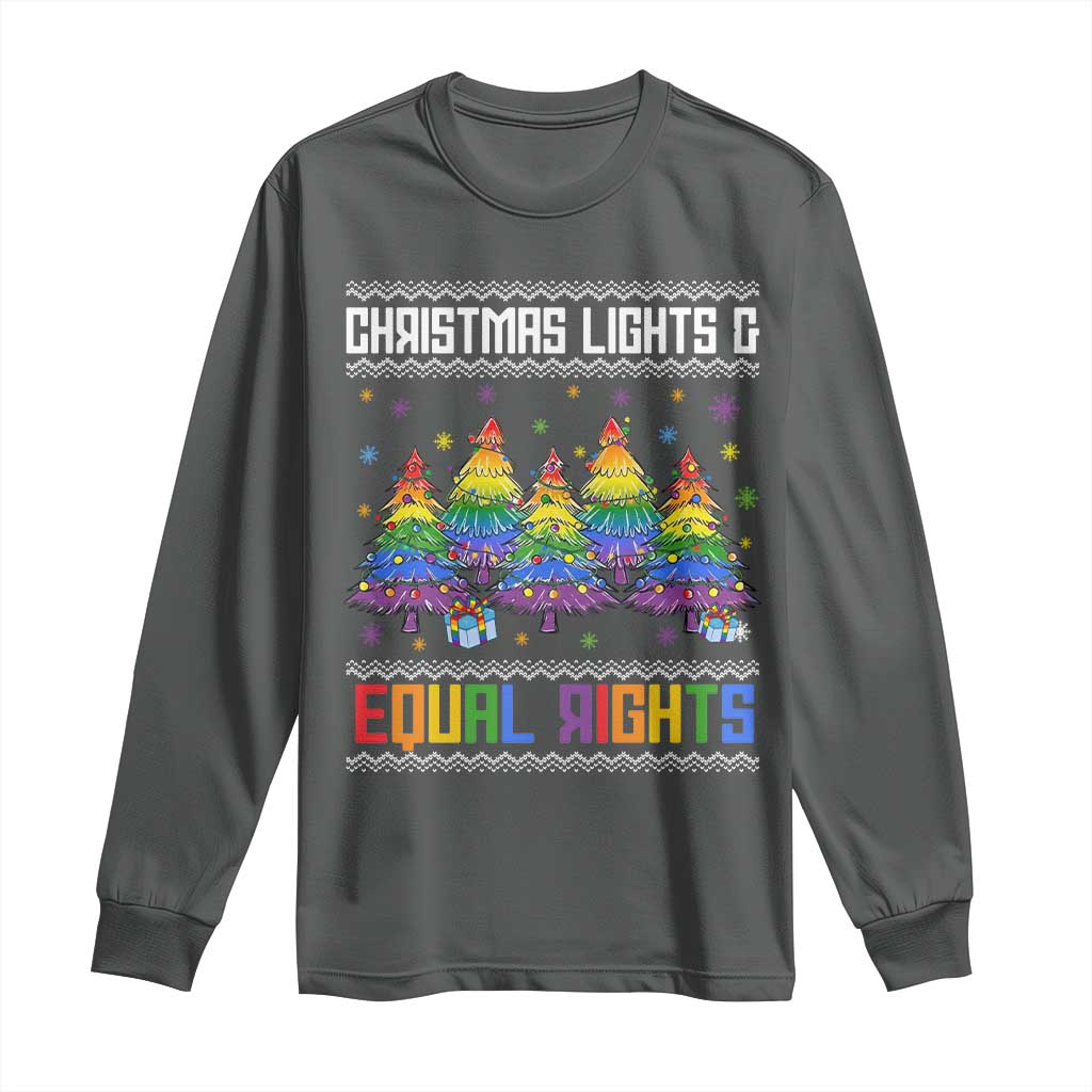 Christmas Equality Lights Ugly Sweater Long Sleeve Shirt Xmas Activism Gift - Wonder Print Shop