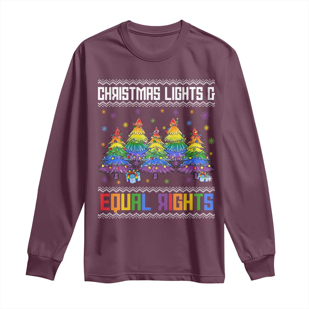 Christmas Equality Lights Ugly Sweater Long Sleeve Shirt Xmas Activism Gift - Wonder Print Shop