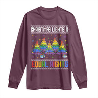 Christmas Equality Lights Ugly Sweater Long Sleeve Shirt Xmas Activism Gift - Wonder Print Shop