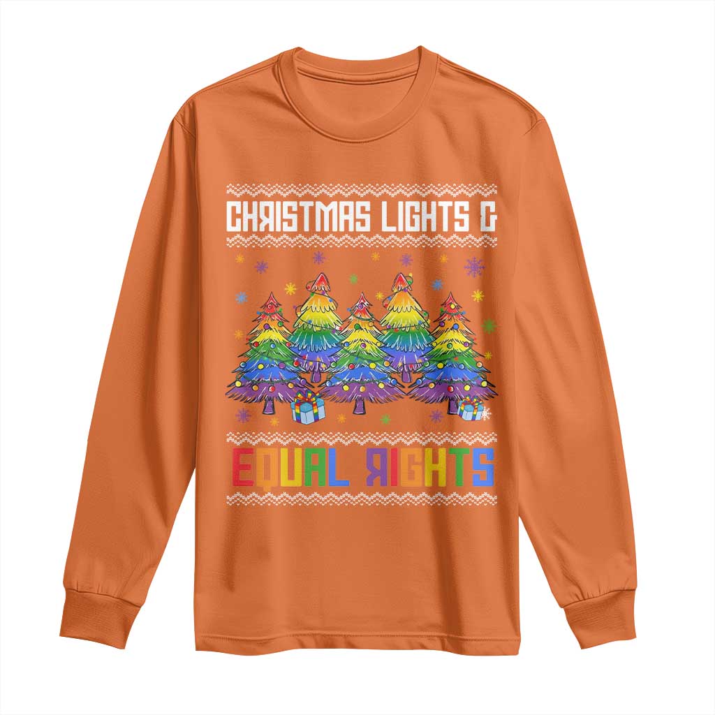 Christmas Equality Lights Ugly Sweater Long Sleeve Shirt Xmas Activism Gift - Wonder Print Shop