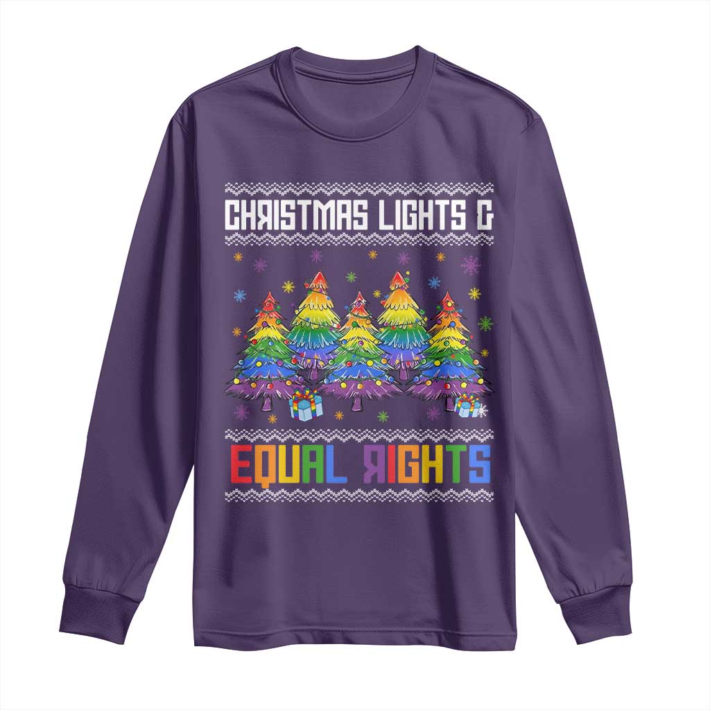Christmas Equality Lights Ugly Sweater Long Sleeve Shirt Xmas Activism Gift - Wonder Print Shop
