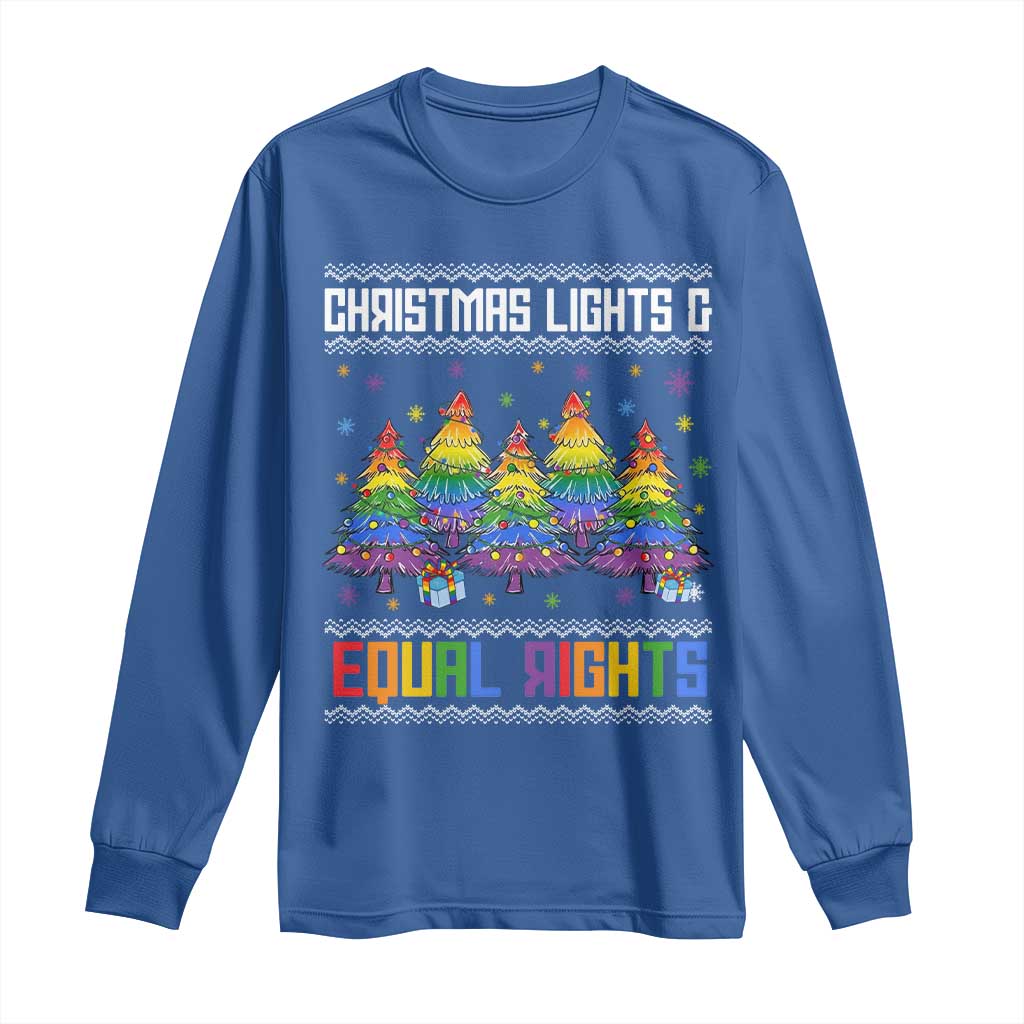 Christmas Equality Lights Ugly Sweater Long Sleeve Shirt Xmas Activism Gift - Wonder Print Shop