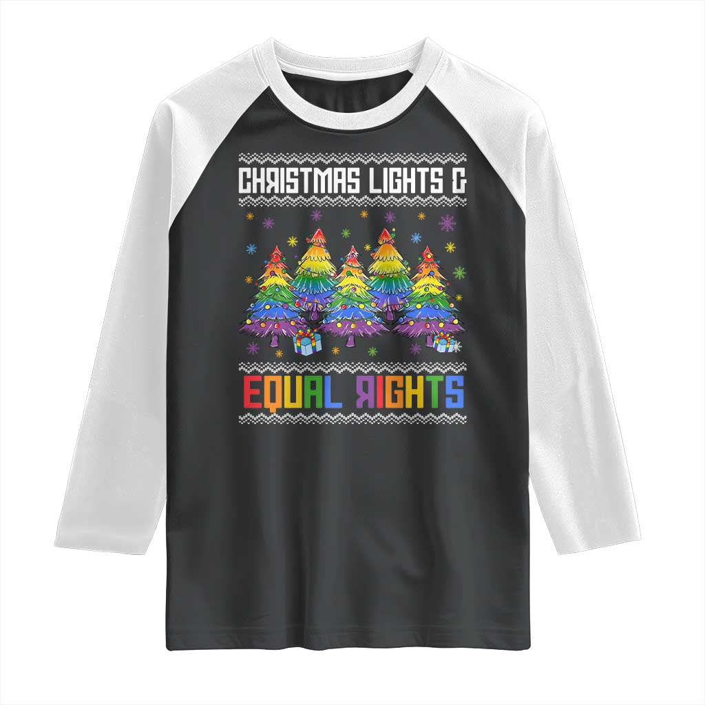 Christmas Equality Lights Ugly Sweater Raglan Shirt Xmas Activism Gift - Wonder Print Shop