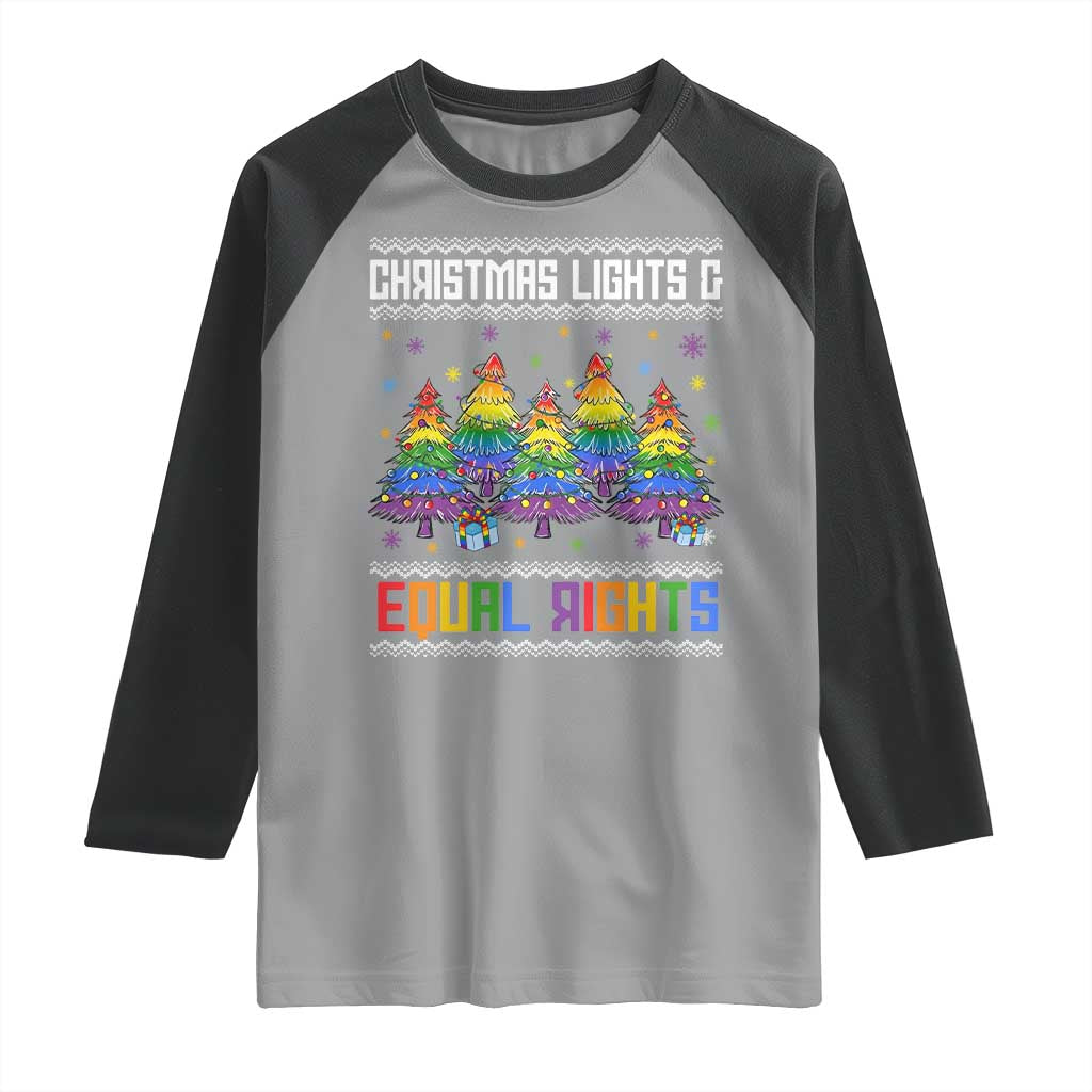 Christmas Equality Lights Ugly Sweater Raglan Shirt Xmas Activism Gift - Wonder Print Shop