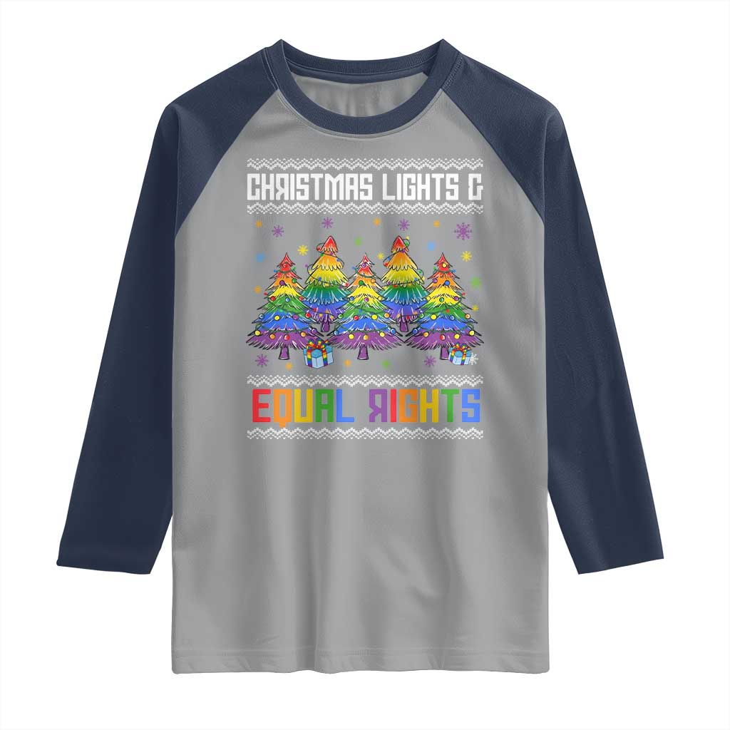 Christmas Equality Lights Ugly Sweater Raglan Shirt Xmas Activism Gift - Wonder Print Shop