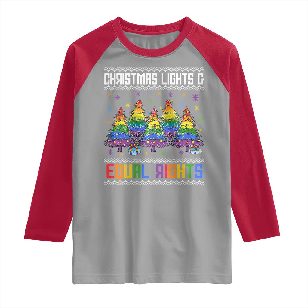 Christmas Equality Lights Ugly Sweater Raglan Shirt Xmas Activism Gift - Wonder Print Shop